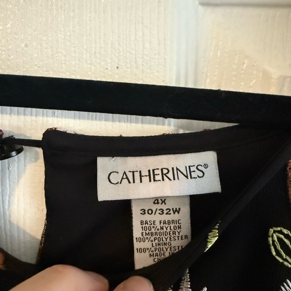 Catherines Embroidered Floral Black Dress - Picture 3 of 3